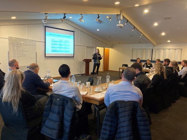 Dr Sinead Leahy, presenting to a room of rural professionals at a seminar in Whanganui